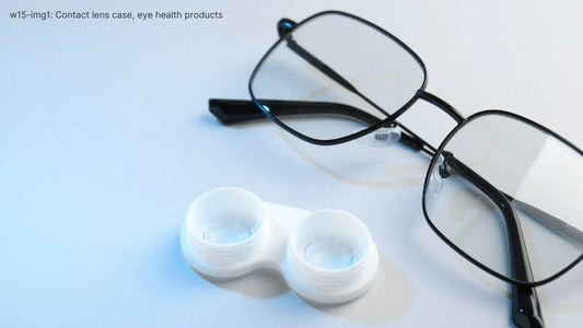 Contact lens case with eye health products