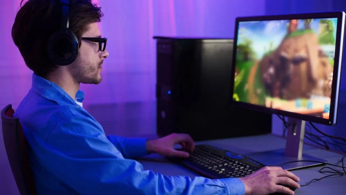 Gamer at monitor during long gaming session