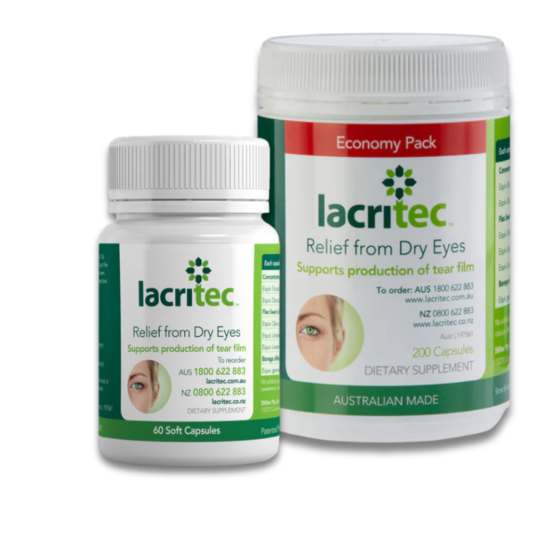 Lacritec Dry Eye Relief Supplement 60 or 200 Capsules