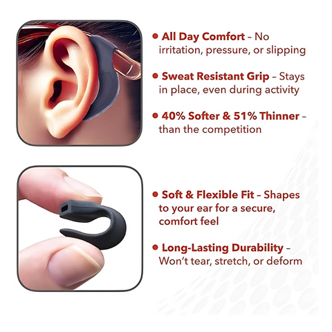 Ear Hook Grips 2 Pairs | Black | Anti Slip | Setex