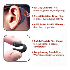 Ear Hook Grips 2 Pairs | Black | Anti Slip | Setex