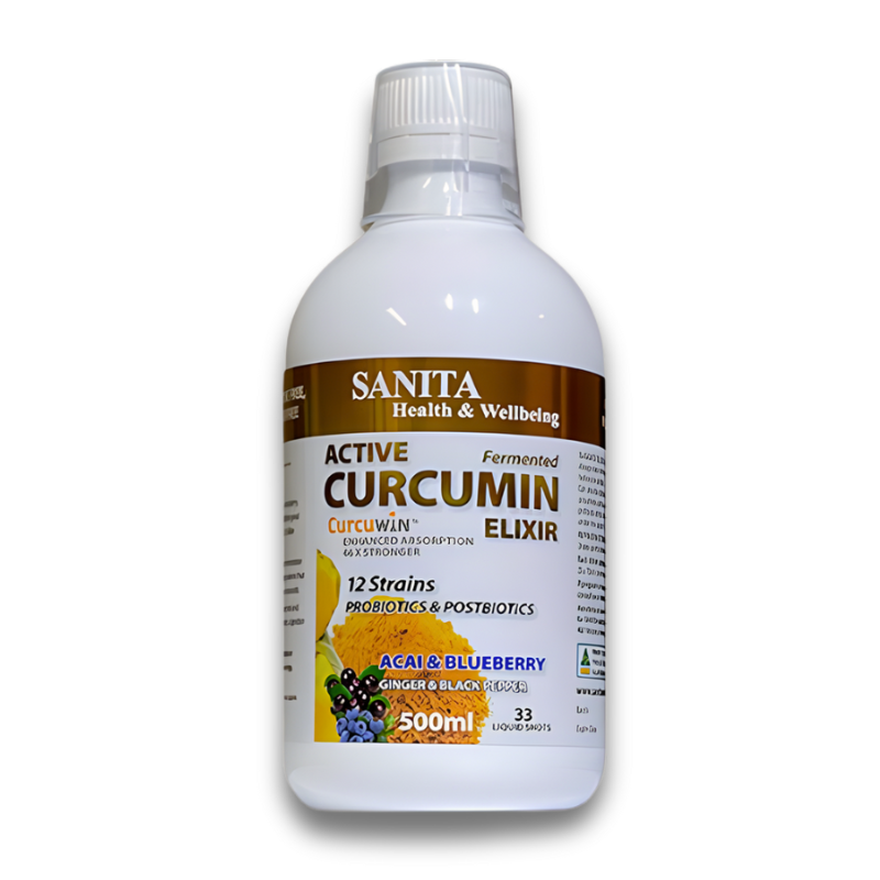 Sanita Wellbeing Curcumin Ultra liquid supplement bottle with CurcuWIN Ultra+