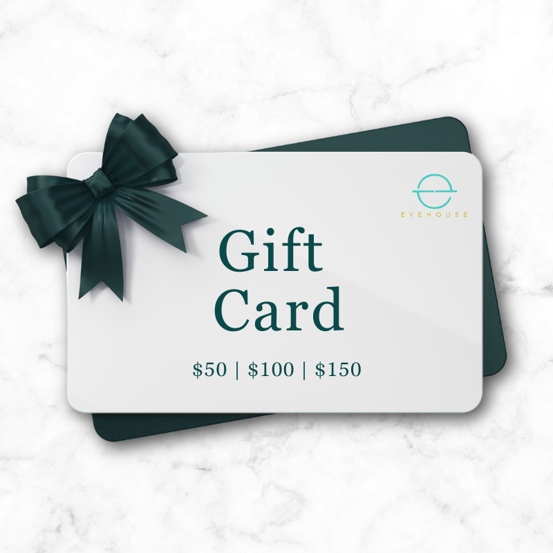 Eyehouse gift card in teal and cream branding - 3 options