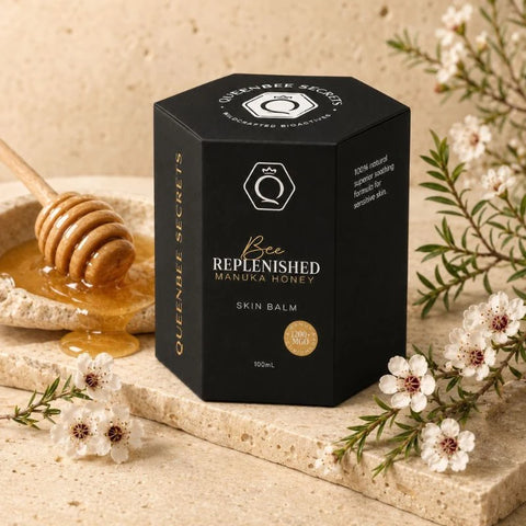QueenBee Secrets BEE Replenished Skin Balm 100g, Australian-made Manuka honey skin balm