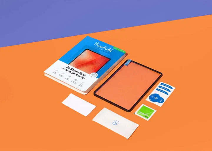Ocushield blue light screen protector packaging for iPad with alignment tray