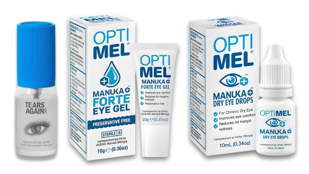 Gel and liquid eye drops shown side by side comparison